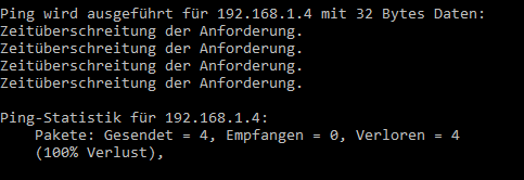 Ping Zeitüberschreitung
